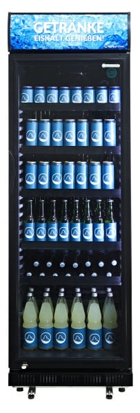 Gastro-Cool DC400 Getränkekühlschrank 400 Liter mit Werbedisplay schwarz/schwarz, LED