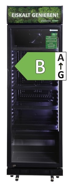 Gastro-Cool DC400 Getränkekühlschrank ECO STAR 400 Liter mit Werbedisplay schwarz/schwarz, LED, super sparsam