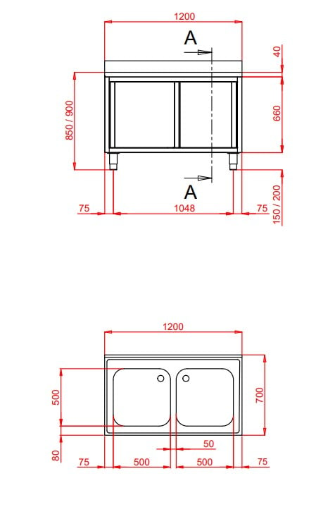 Spülschrank Eco 12x7 mit 2 Becken