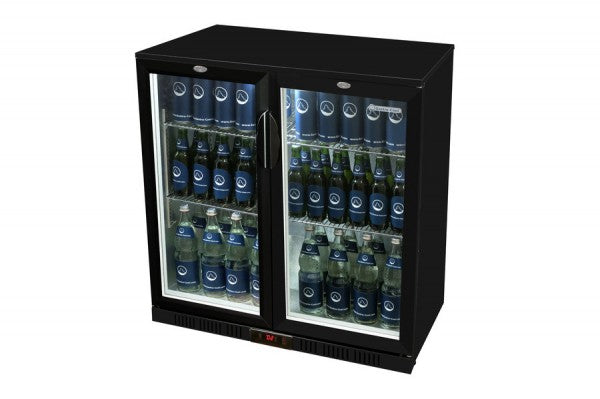 Gastro-Cool UC200 Barkühlschrank 208 Liter Klapptüren schwarz, LED, unterbaufähig