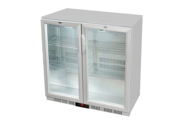 Gastro-Cool UC200 Barkühlschrank 208 Liter Klapptüren silber, LED, unterbaufähig