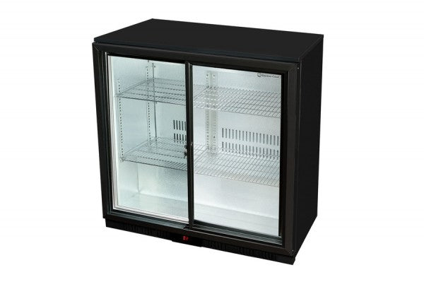 Gastro-Cool UC200 Barkühlschrank 208 Liter Schiebetüren schwarz, LED, unterbaufähig