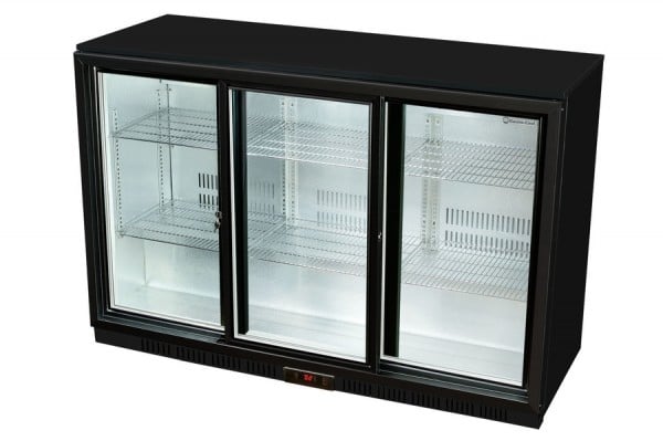 Gastro-Cool UC300 Barkühlschrank 330 Liter Schiebetüren schwarz, LED, unterbaufähig