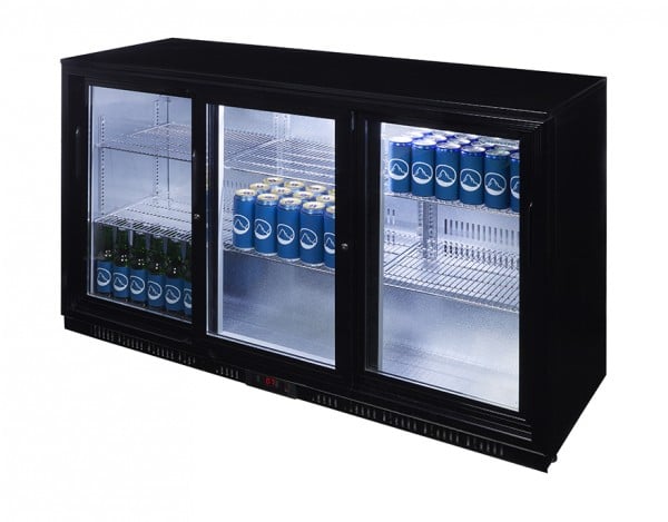 Gastro-Cool UC300 Barkühlschrank 330 Liter Klapptüren schwarz, LED, unterbaufähig