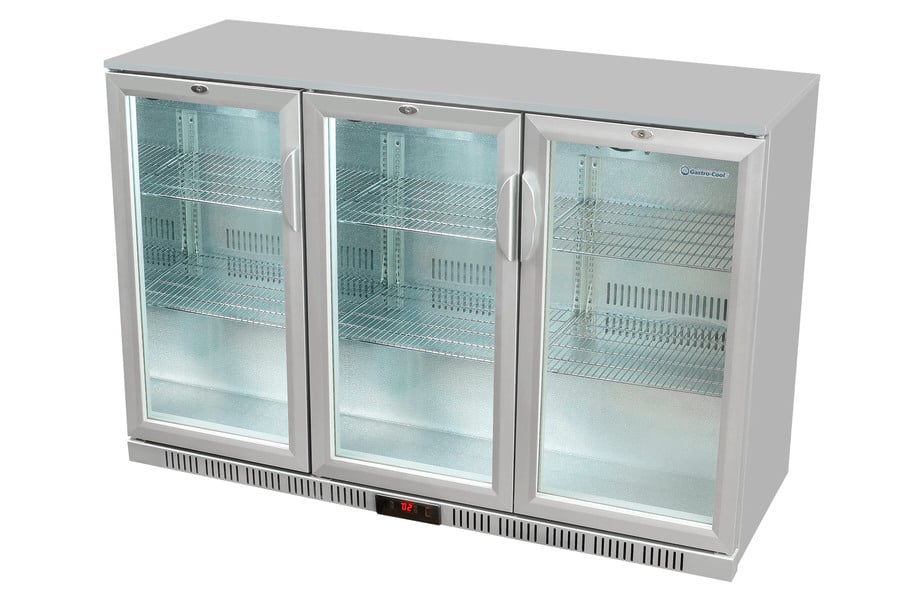 Gastro-Cool UC300 Barkühlschrank 330 Liter Klapptüren silber, LED, unterbaufähig