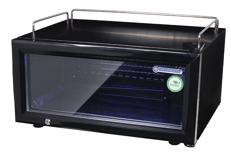 Gastro-Cool GD15 Glastürkühlschrank Theke 25 Liter schwarz/schwarz, LED