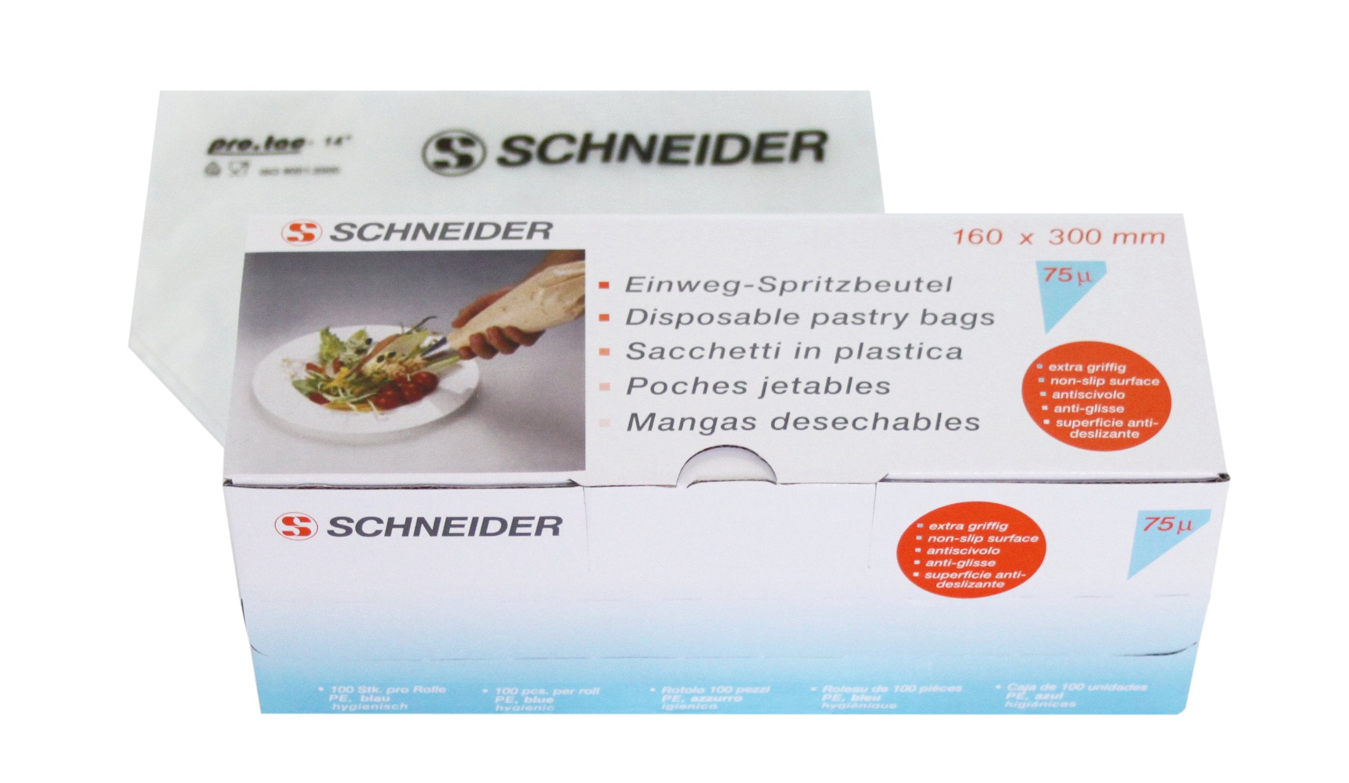 Schneider Einweg-Spritzbeutel 75 µ gerollt blau/transparent, 300 x 160 mm - 100 Stk.