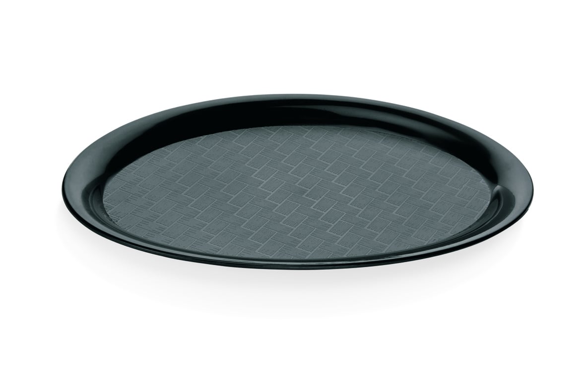 WAS Germany Cafe- Tablett oval aus Polypropylen schwarz, 26,5 cm x 19 cm