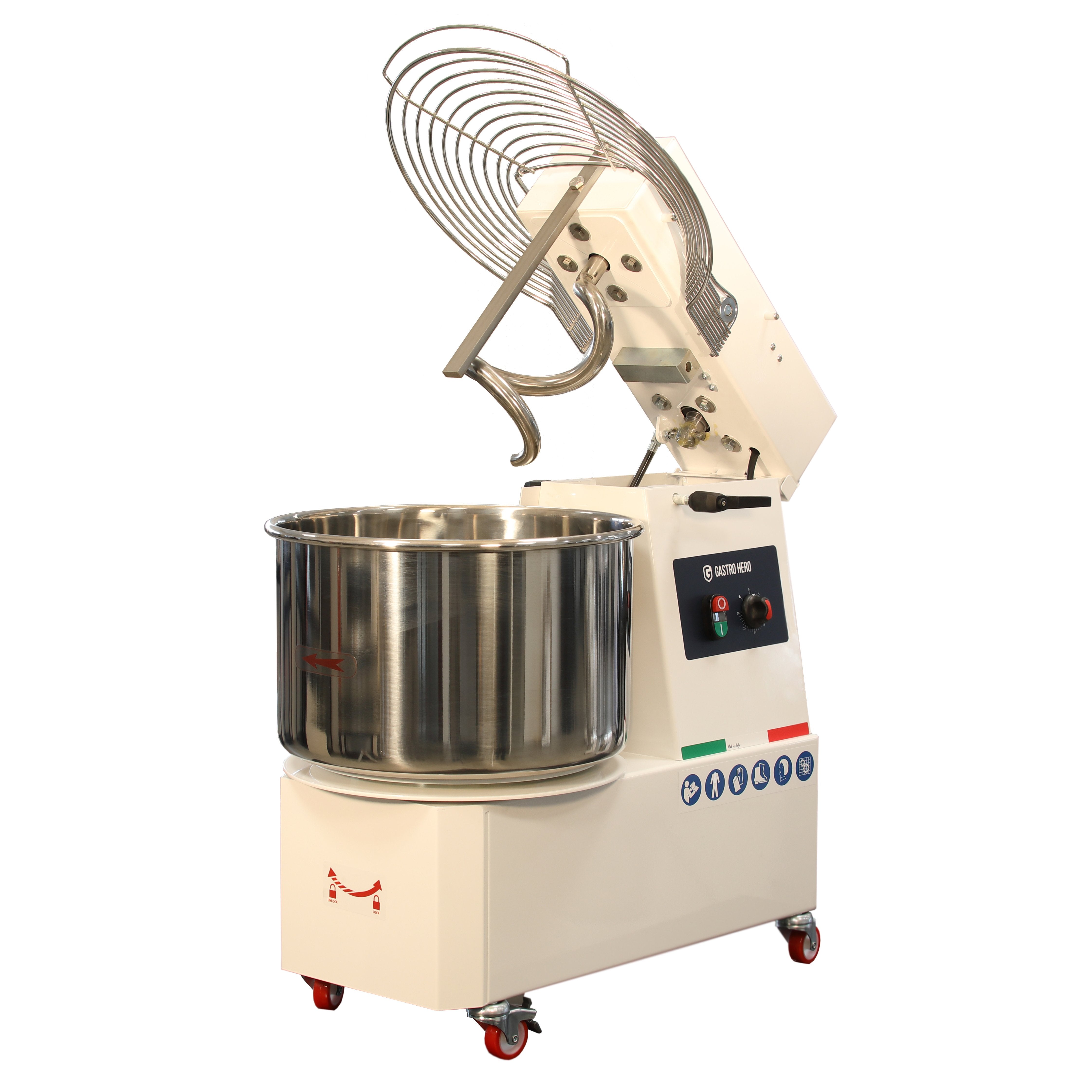 Spiral-Teigknetmaschine PROFI 22 Liter 400V mit Rollen - variabler Kopf