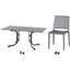 SIENA GARDEN Set aus 4x Stapelstuhl Lane & Klapptisch Sola 160x90 grau