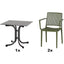 SIENA GARDEN Set aus 2x Stapelsessel Lane & Klapptisch Sola 80x80 olive