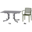 SIENA GARDEN Set aus 4x Stapelsessel Square & Klapptisch Sola 140x90 olive