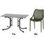 SIENA GARDEN Set aus 4x Stapelsessel District & Klapptisch Sola 120x80 olive