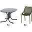 SIENA GARDEN Set aus 4x Stapelsessel District und 1x Klapptisch Paco 140x90 olive