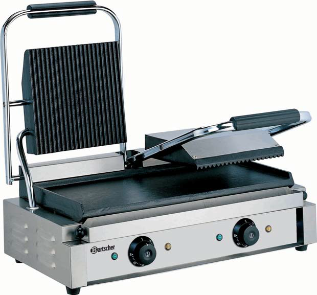 Doppel-Elektro-Kontaktgrill 3,6 kW Grillplatten oben gerillt, unten glatt