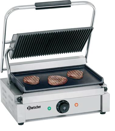 Bartscher Elektro-Kontaktgrill 2,2 kW Grillplatten oben gerillt, unten glatt