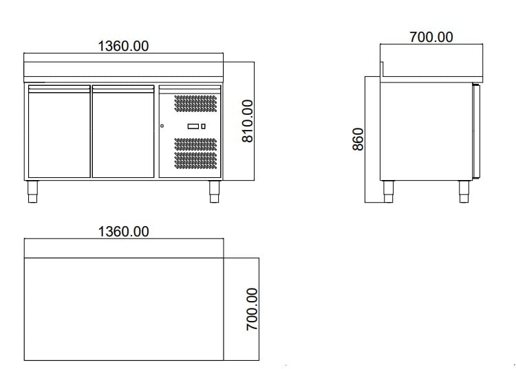 Tiefkühltisch ECO 2/0 mit Aufkantung - GN 1/1