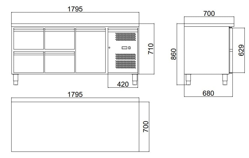 Kühltisch ECO 1/4 - GN 1/1