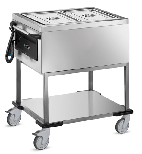 Bain-Marie Wagen PROFI mit Trockenheizung 2x GN 1/1