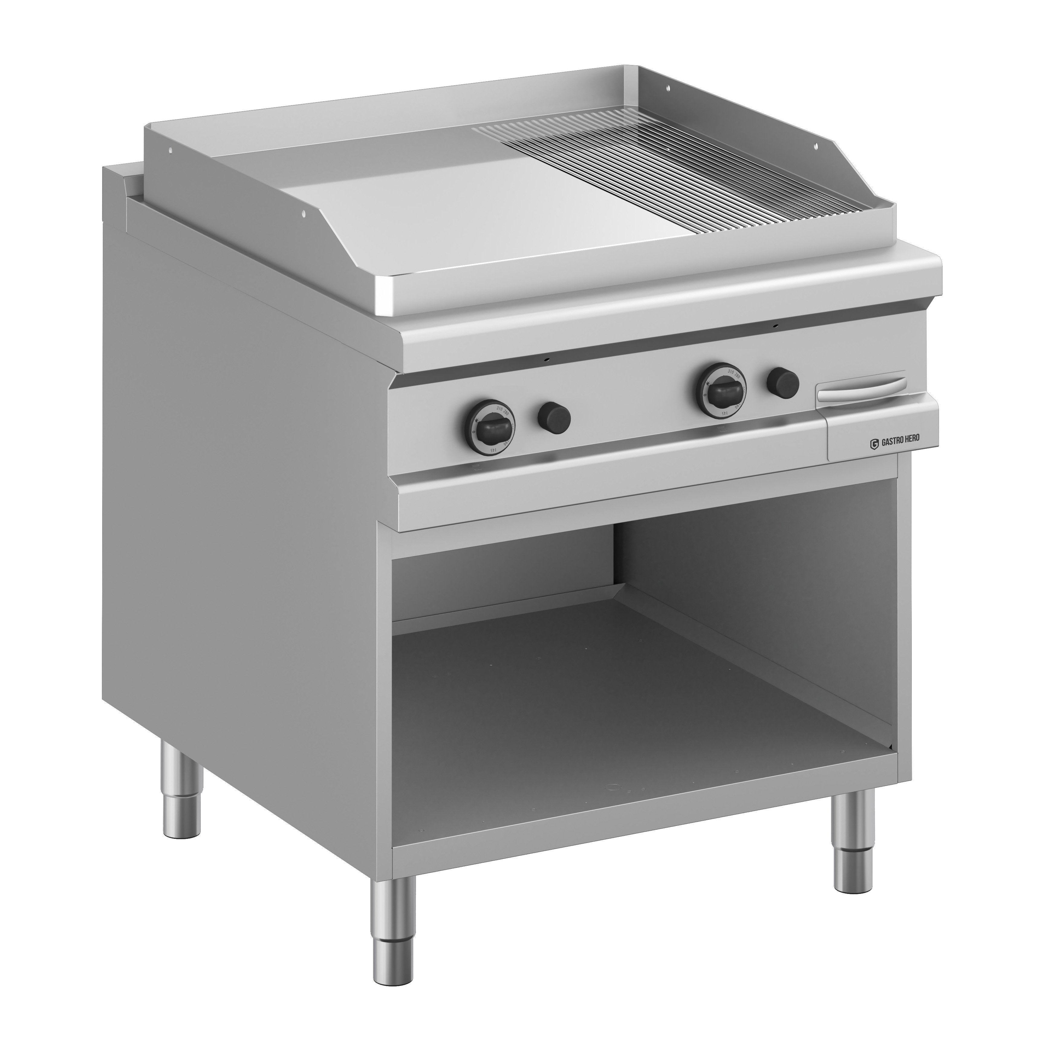 Gasgrillplatte  Serie 98 - 80/90 ⅔ glatt, verchromt, ⅓ gerillt