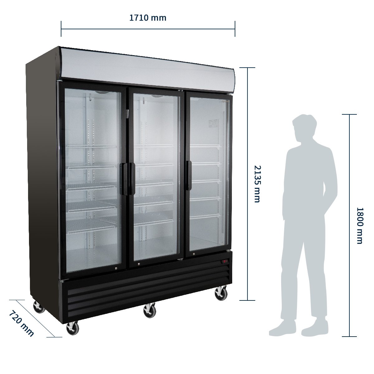 Getränkekühlschrank ECO 1500 mit Klapptüren und Leuchtaufsatz