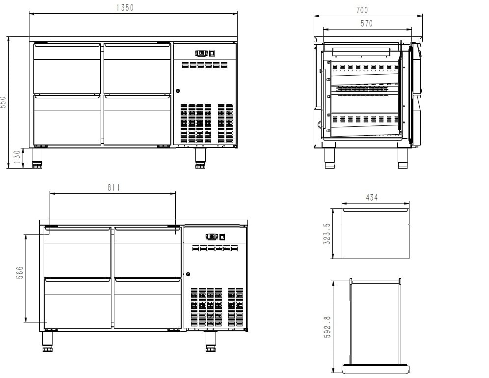 Kühltisch ECO 0/4 - GN 1/1