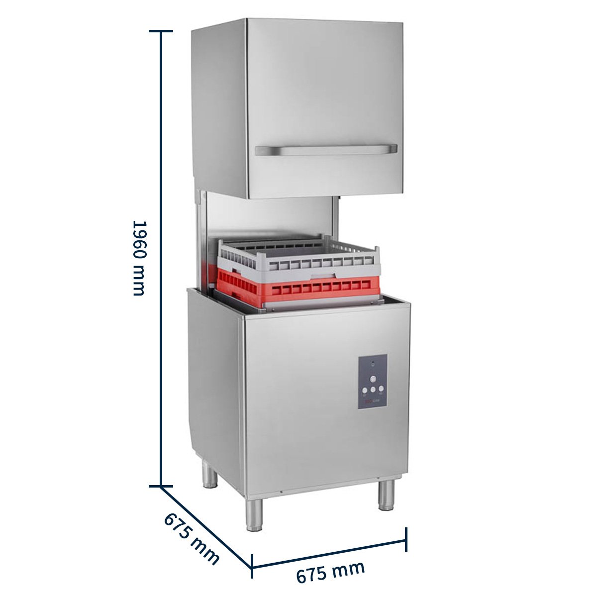 Haubenspülmaschine ECO 50x50 cm Korbmaß, mit Reiniger- & Klarspüldosierer, mit Ablaufpumpe & Enthärter, Made in Europe, 400 Volt