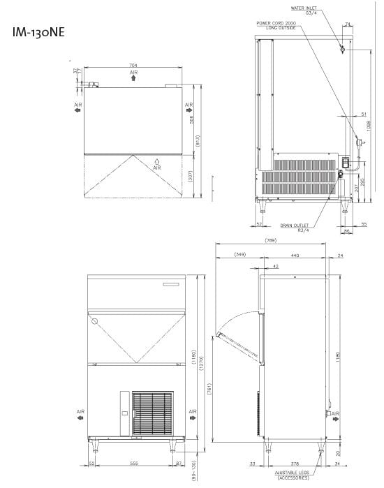 Hoshizaki Vollwürfel Eisbereiter 100 kg, steckerfertig