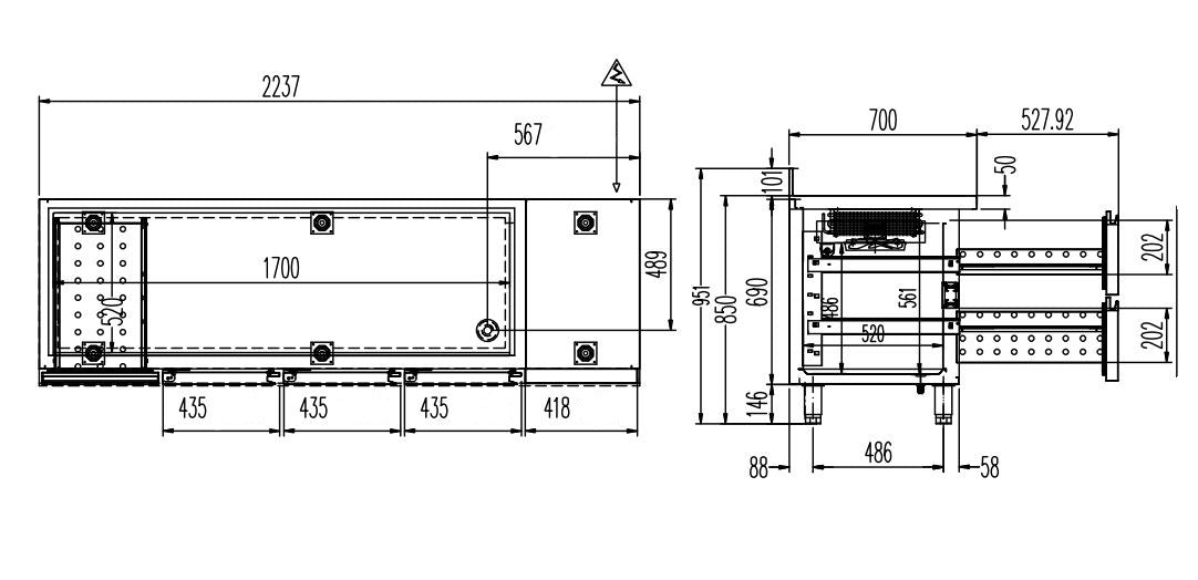 Kühltisch Profi 3/2 Superior mit Aufkantung - GN 1/1