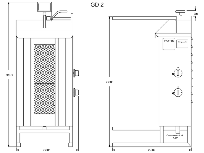 Potis Dönergrill / Gyrosgrill Erdgas GD2