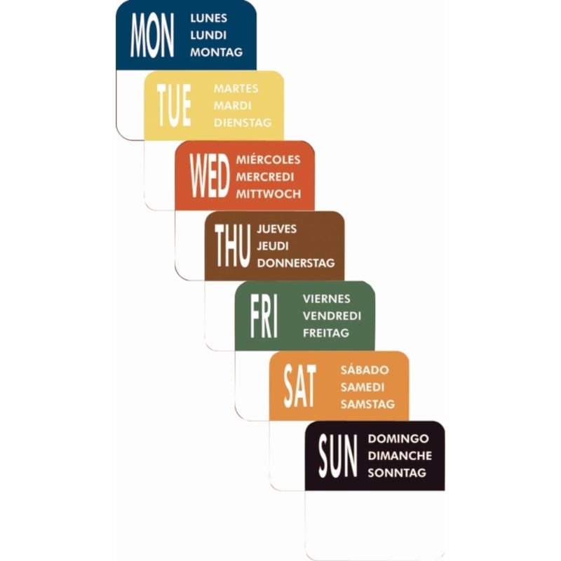 Wochentagetiketten Wochenset entfernbar - 7 x 1.000 Stück