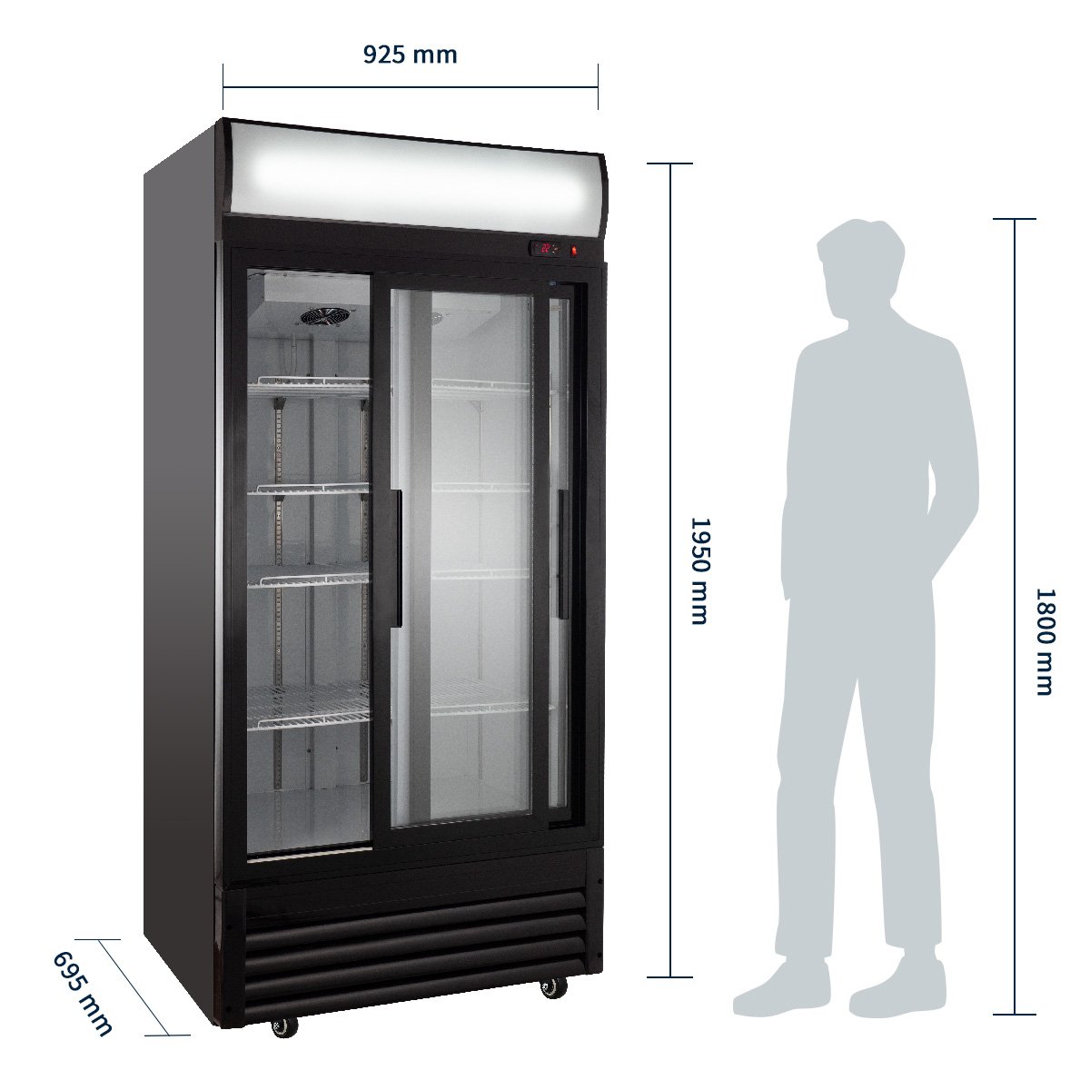 Getränkekühlschrank ECO 630 mit Leuchtaufsatz und Schiebetüren