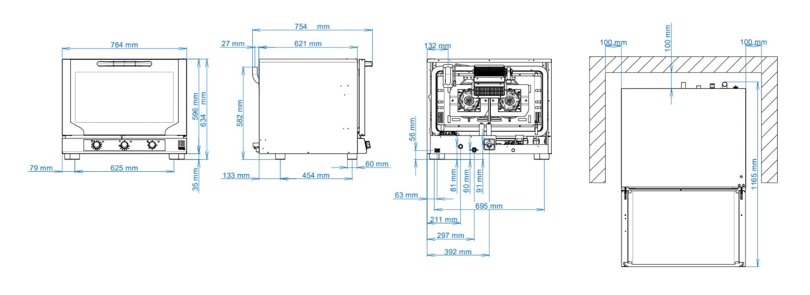 Tecnoeka Elektrischer Umluft-Konvektionsofen 600x400 mm mit Dampf