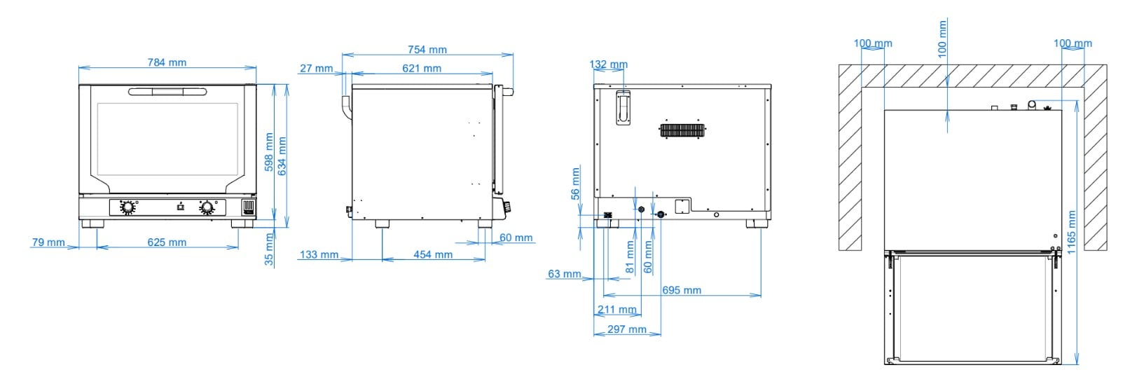 Tecnoeka Elektrischer Umluft-Konvektionsofen mit Befeuchtung 600 x 400 mm