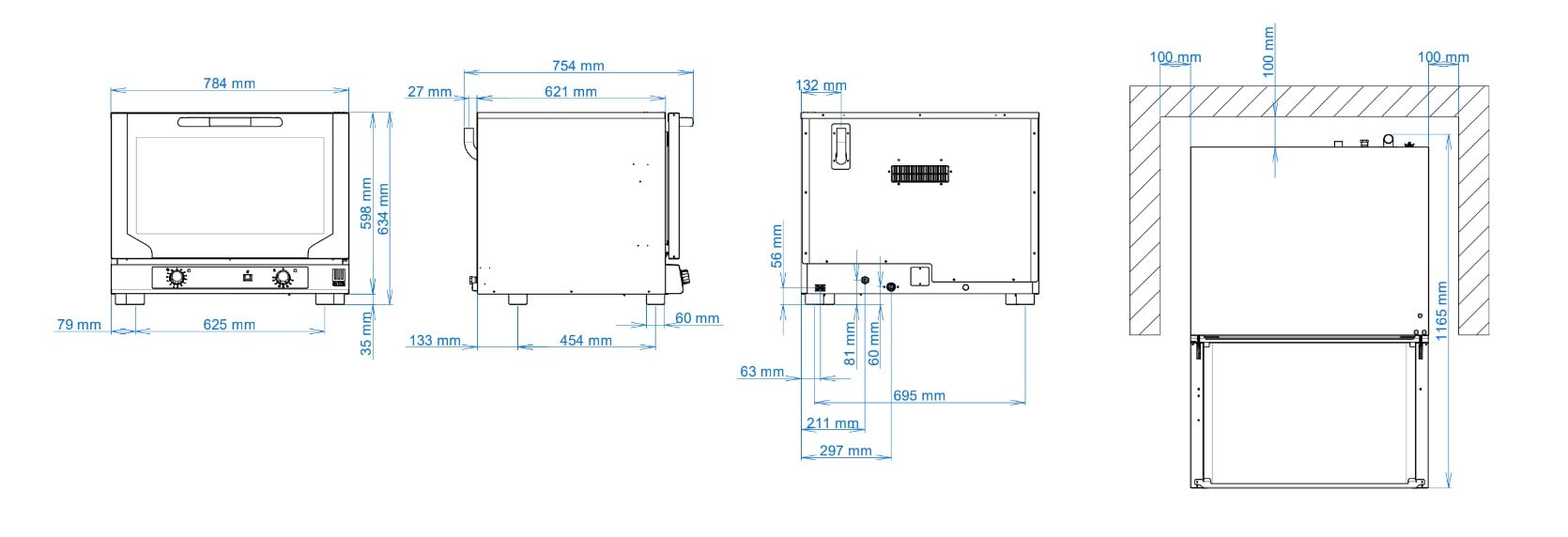 Tecnoeka Elektrischer Umluft-Konvektionsofen 4x GN 1/1 mit Befeuchtung