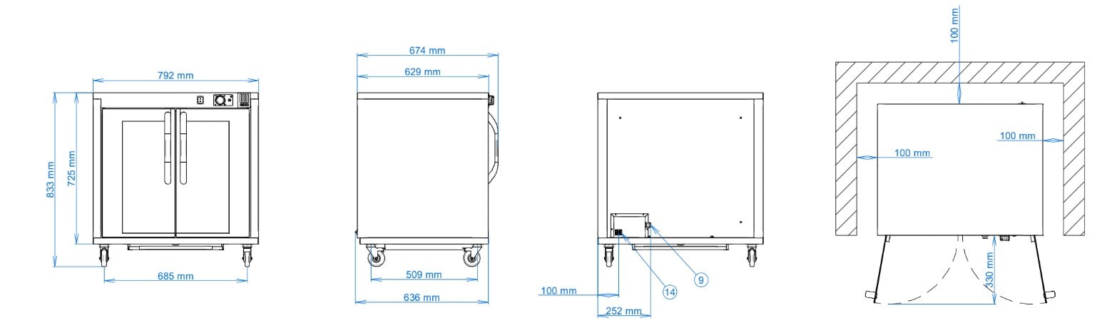 Tecnoeka Gärschrank EKL864 R mit Rollen