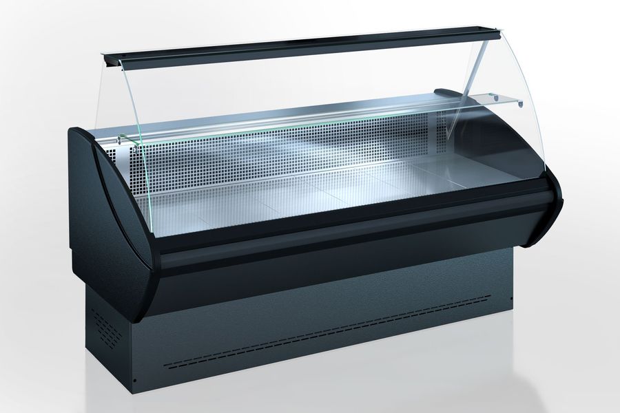 Kühltheke RHEA 1590 mm schwarz, LED-Beleuchtung, gekühlter Unterbau