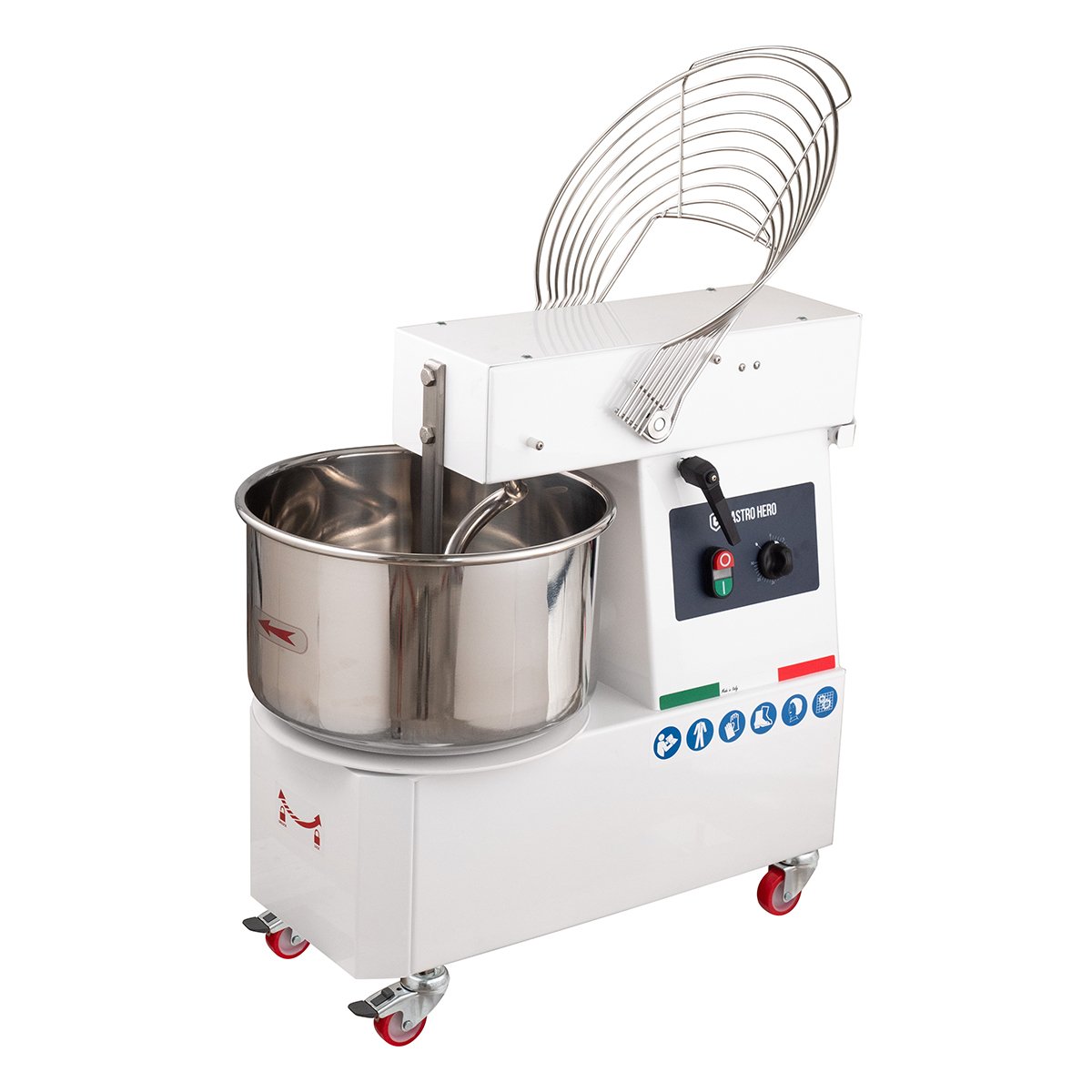 Spiral-Teigknetmaschine PROFI 33 Liter 230V mit Rollen - variabler Kopf