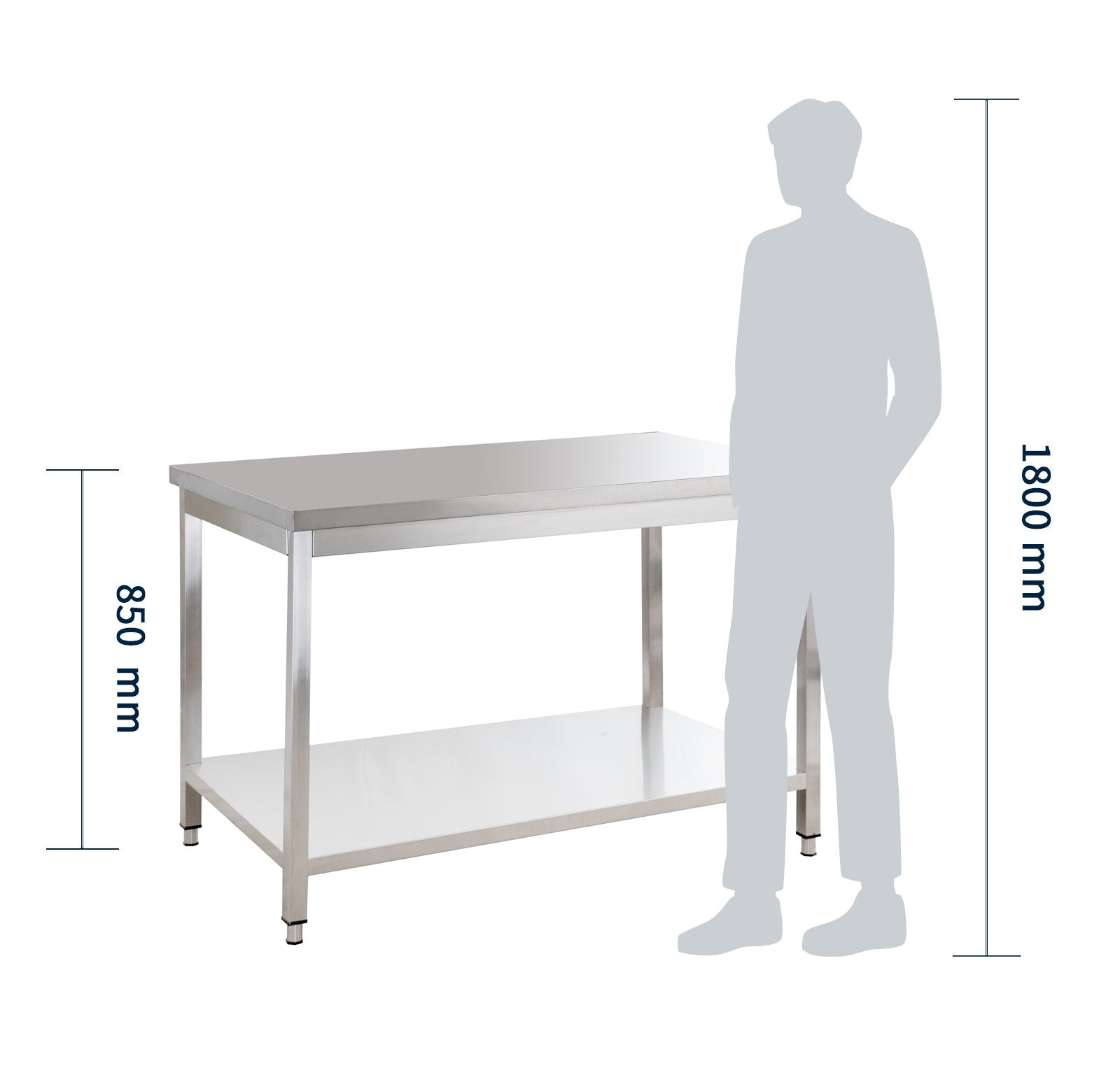 Edelstahl Arbeitstisch Basic 10x6 mit Grundboden